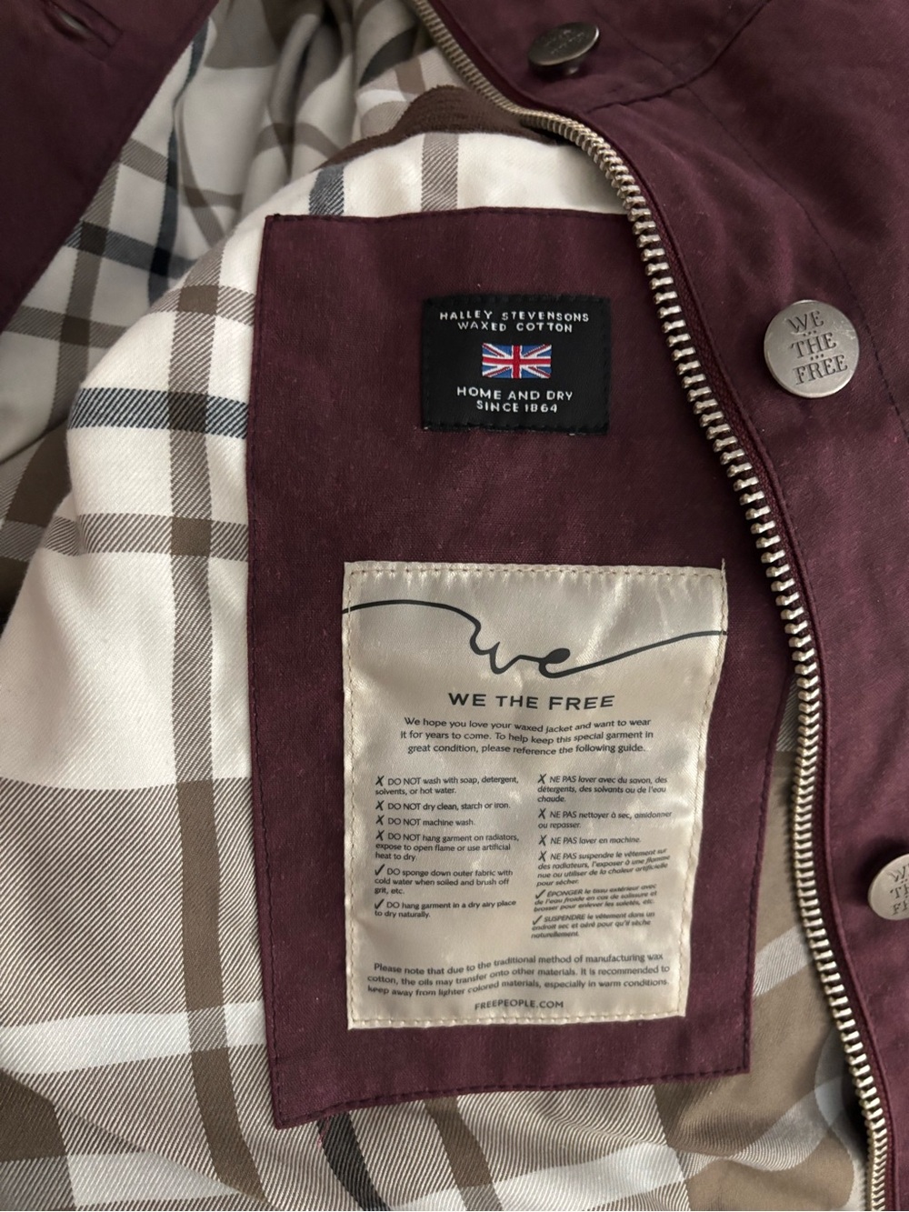 We The Free Burgundy Utility oversizes Jacket with Brown Corduroy Collar NWOT - Picture 4 of 9